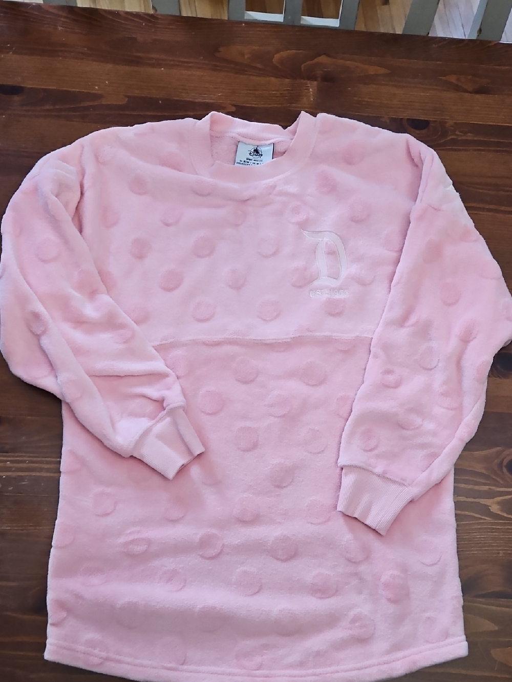 Disney Pink Plush Dot Pullover Sweatshirt - Women's Medium